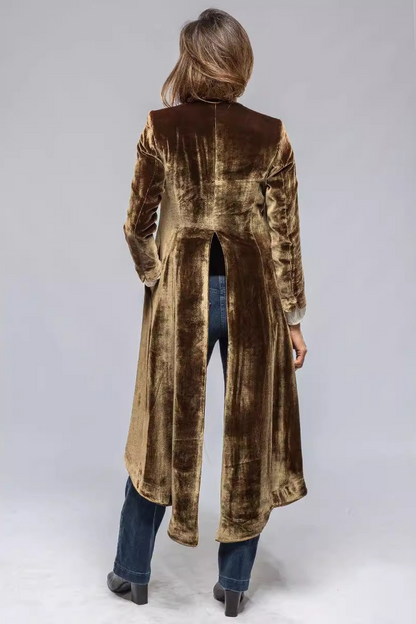 Velvet Solid Vintage Split Long Loose Cardigan Overcoat