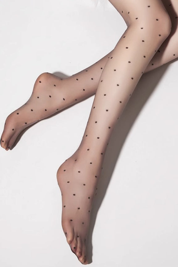 Sheer Polka Dot Snag Resist Non-Slip Tights