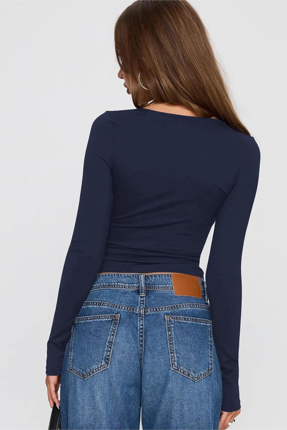 Y2K Spicy Deep V Cutout Slim Long Sleeve Crop Top