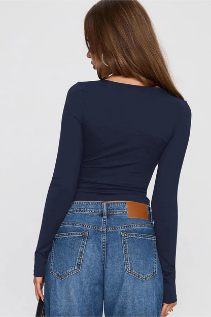 Y2K Spicy Deep V Cutout Slim Long Sleeve Crop Top