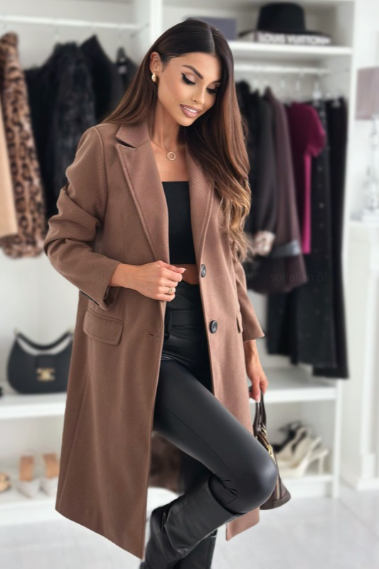 Explosive Model Plain Single Breasted Simple Woolen Long Sleeve Overcoat
