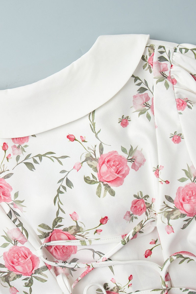 Puff Sleeve Ruffle Mini Floral Dress
