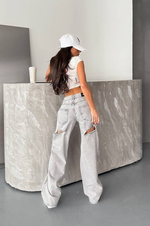 Vintage High Waist Washed Ripped Back Jeans