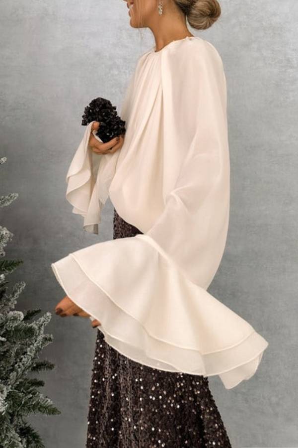CREAM RUFFLED BLOUSE