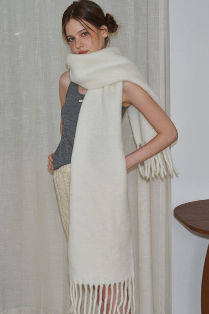 Glacier Blue Solid Wool Blend Scarf