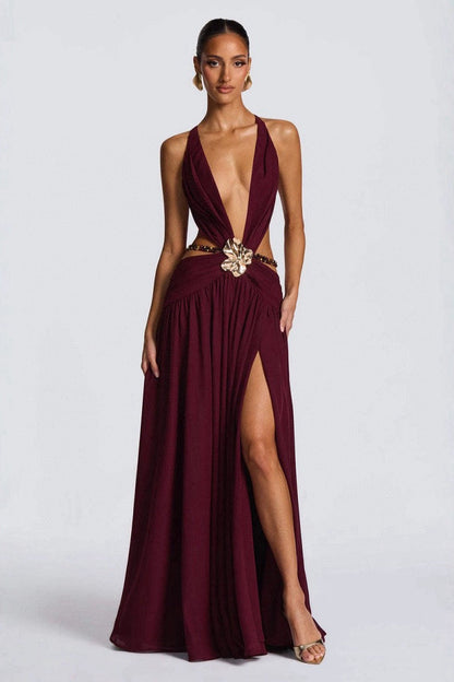 Elegant Metal Trim Bodycon Vacation Dress