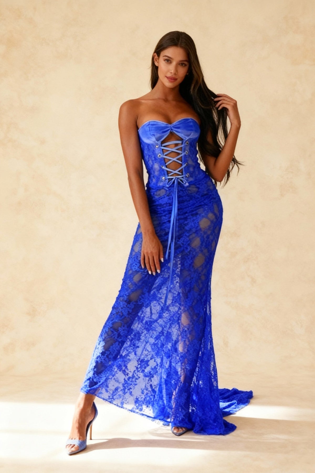 Lace-up Backless Bodycon Maxi Dress