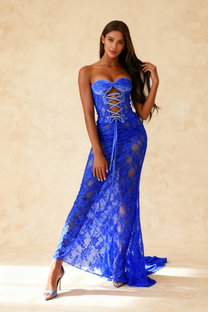 Lace-up Backless Bodycon Maxi Dress