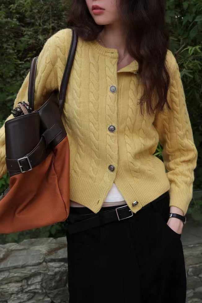Fine Gauge Merino Cable Cardigan