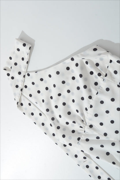 Polka Dot Halter Ruffle Hem Mini Dress