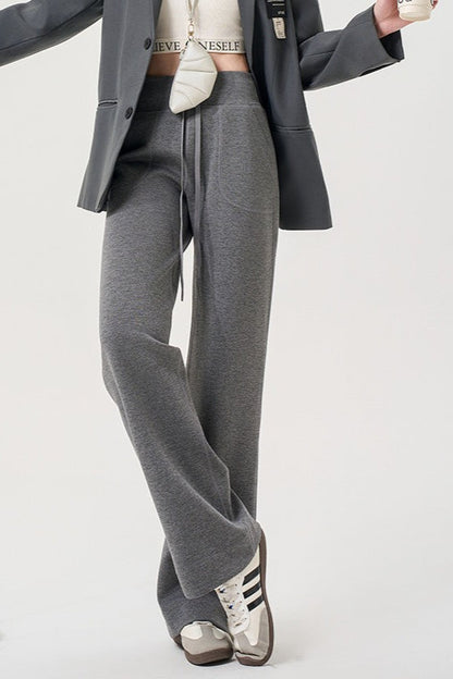 Fleece Lined Thermal Draping Lounge Straight Leg Knit Pants