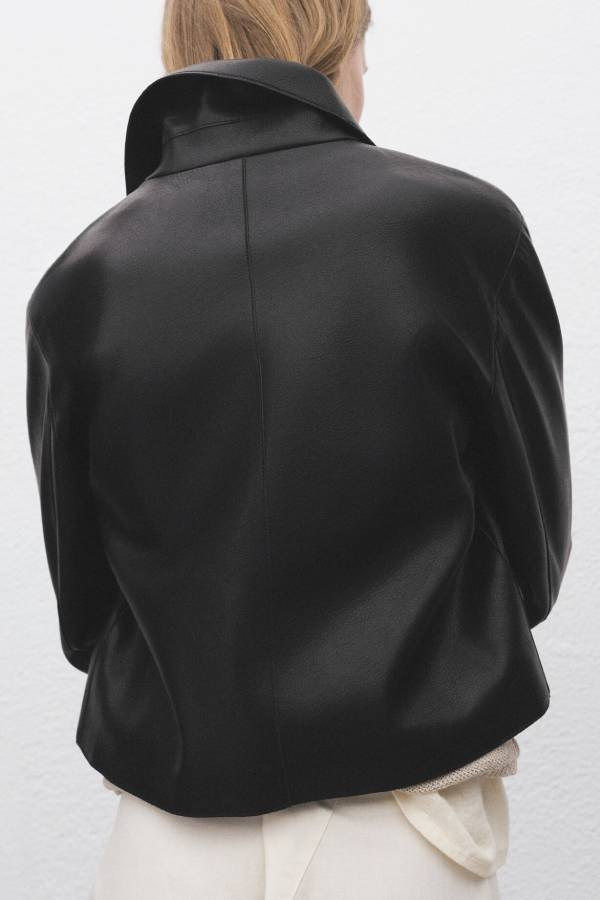 Faux-leather jacket with pockets
