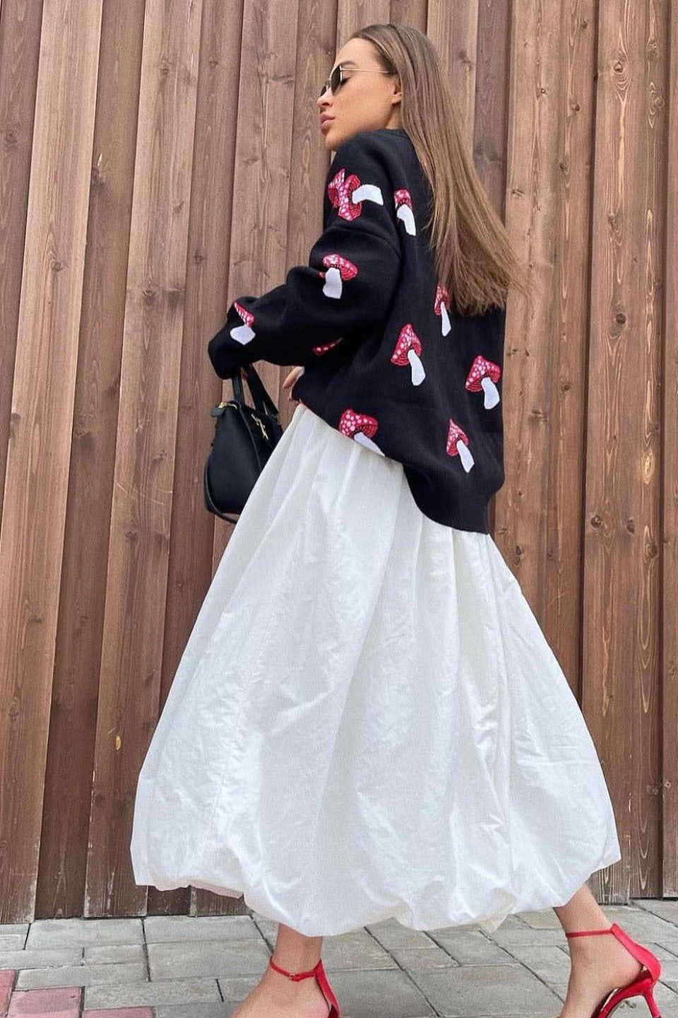 Mushroom Print Knit Sweater