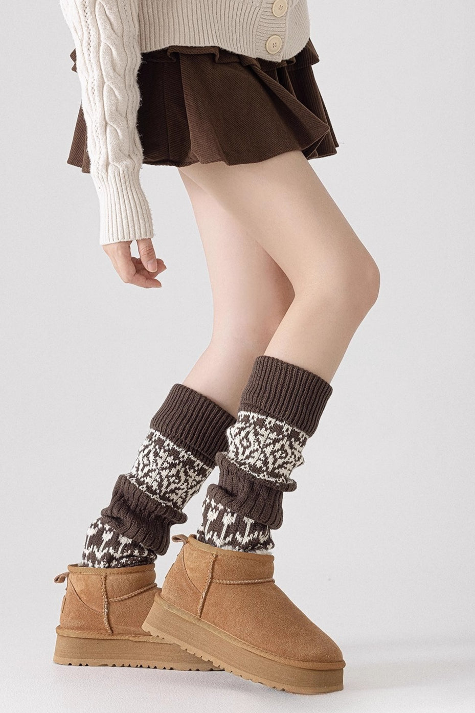Patterned Cable Knit Leg Warmers