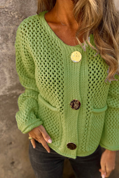 Chunky Knit Button Up Sweater