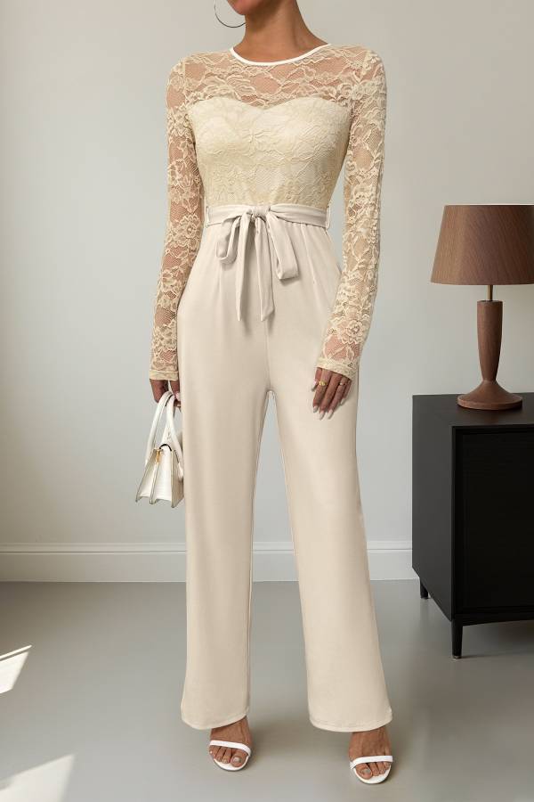Elegant lace panel jumpsuit