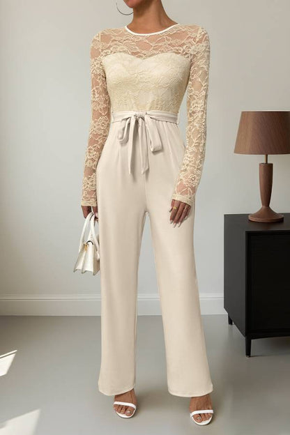 Elegant lace panel jumpsuit