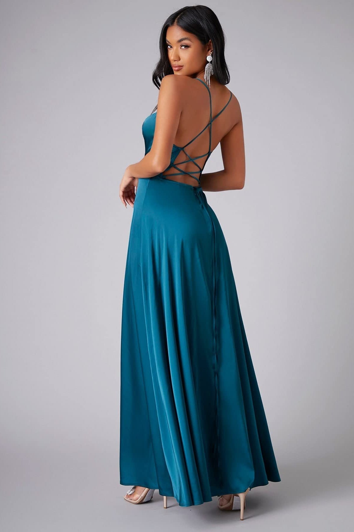 Elegant Spaghetti Strap Ruched Formal Dress