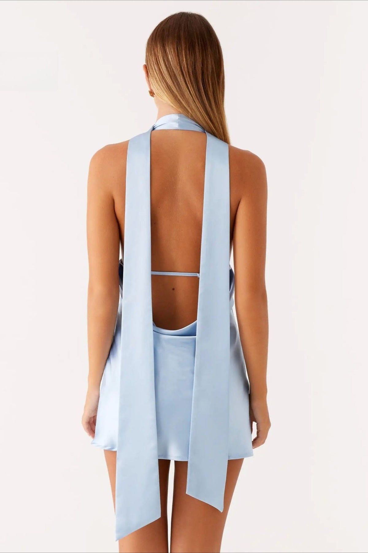 Deep V Backless Tank Mini Dress