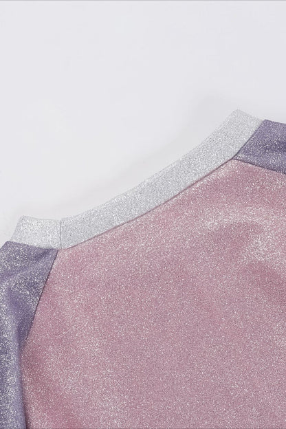 Pink Rhinestone Graphic Long Sleeve Sweatshirt