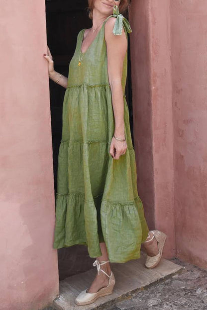 Layered Linen Maxi Dress