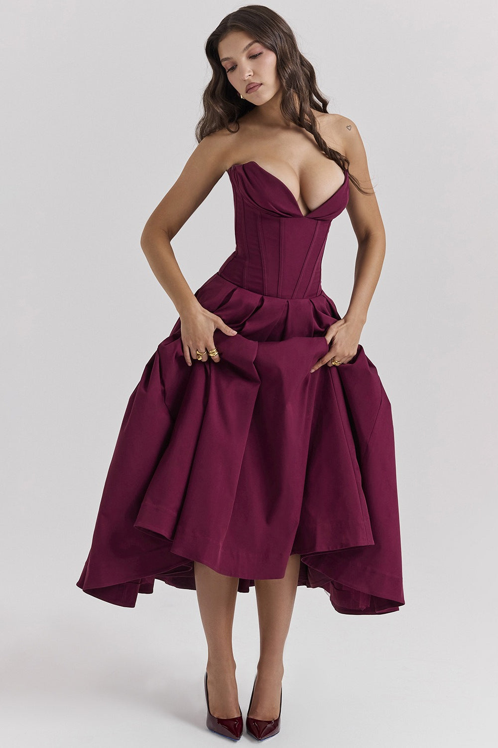 Deep V Low Rise Bodycon Prom Dress