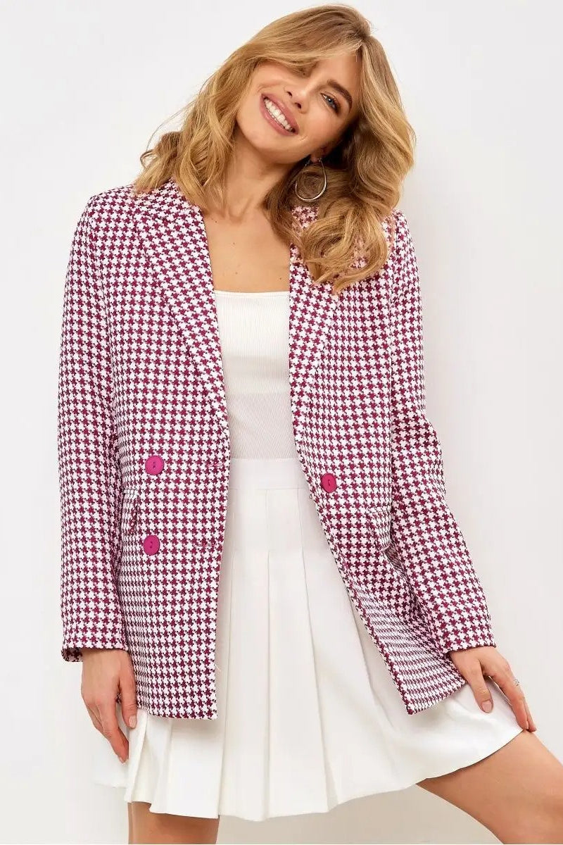 Casual Tweed Houndstooth Blazer