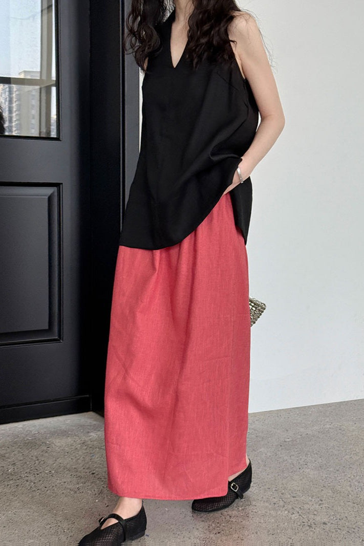 Halter V Neck Linen Casual Tank Top