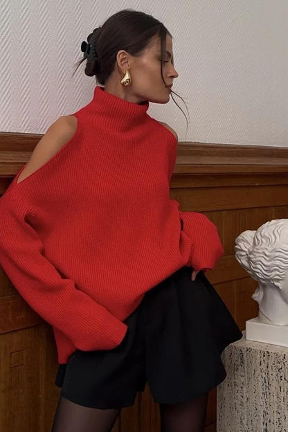 Off Shoulder Turtleneck Sweater