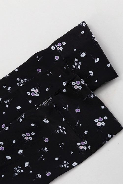 Stand Collar Tie Waist A Line Floral Dress