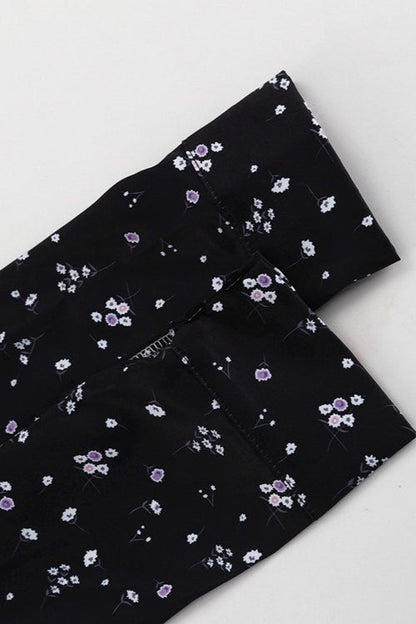 Stand Collar Tie Waist A Line Floral Dress