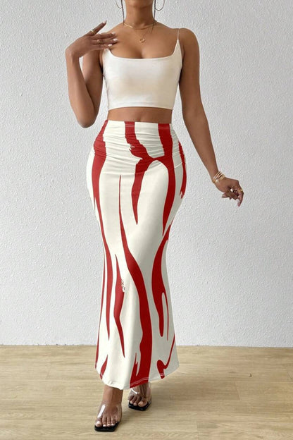 Zebra Print High Waist Bodycon Mermaid Maxi Skirt