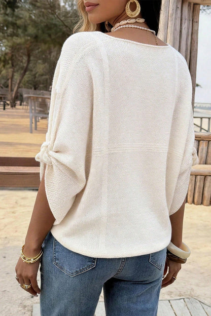 Hollow Out Knit Short Sleeve Tee