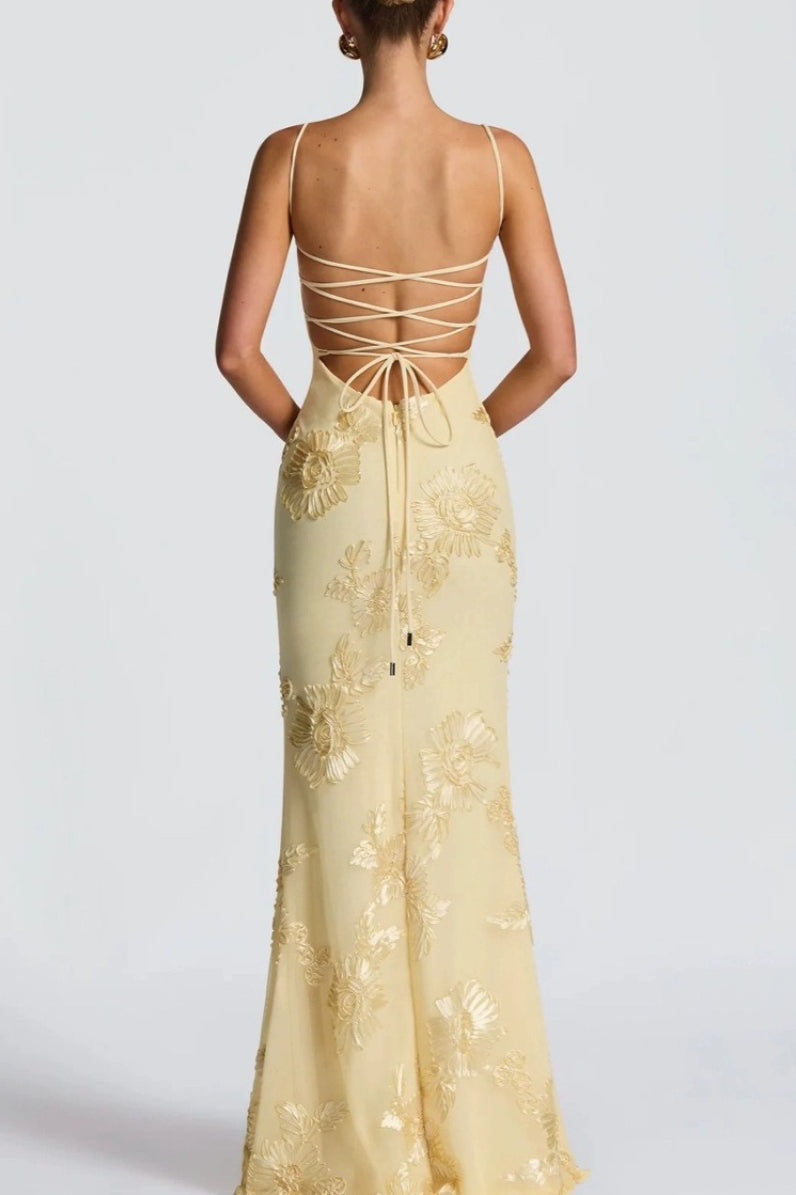 Floral Strapless Column Prom Dress