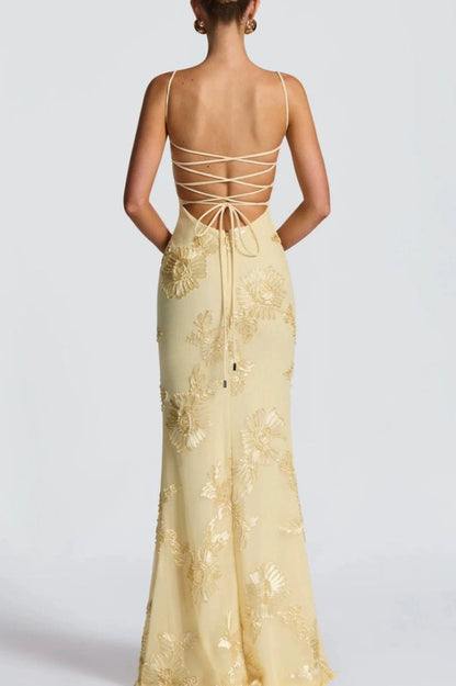 Floral Strapless Column Prom Dress