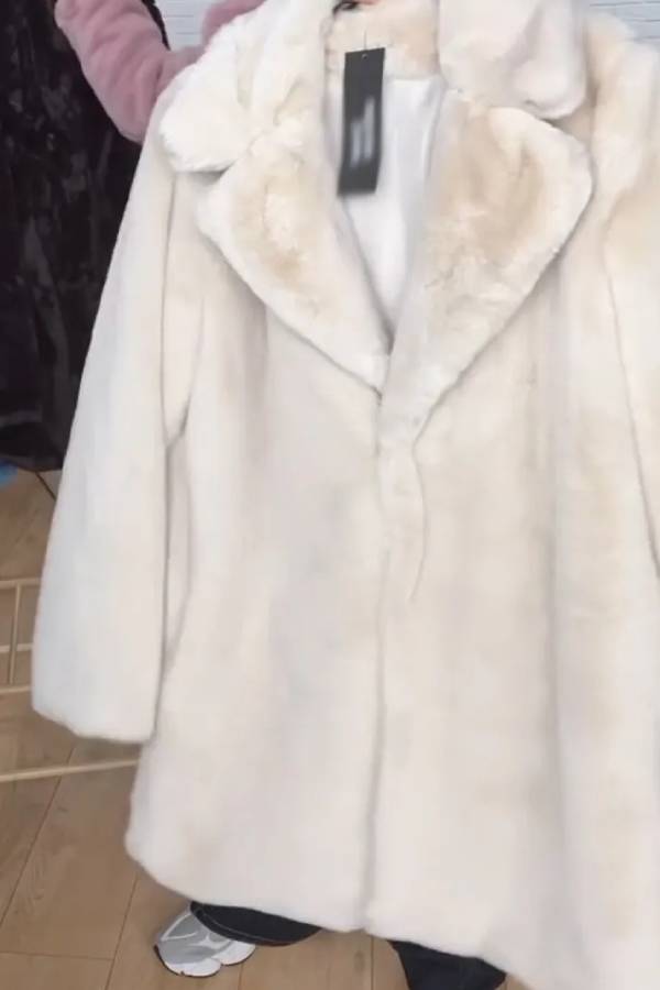 Faux fur collar loose coat