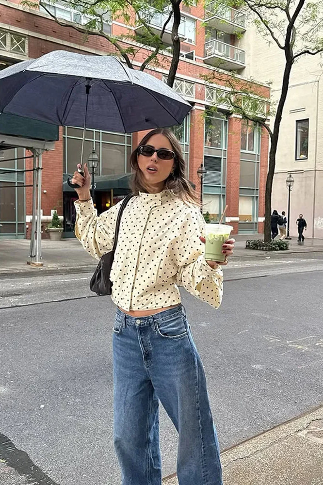 Contrast Polka Dot Casual Jacket