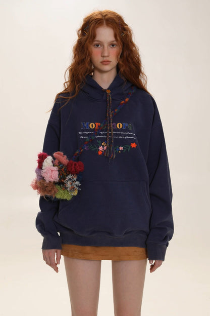Letter Embroidered Cozy Pullover Hoodie