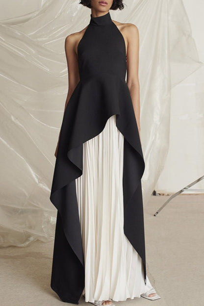 Halter Neck Pleated Prom Dress