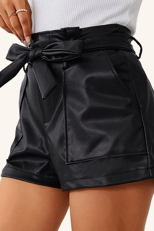 High Waist Faux Leather Bodycon Casual Shorts