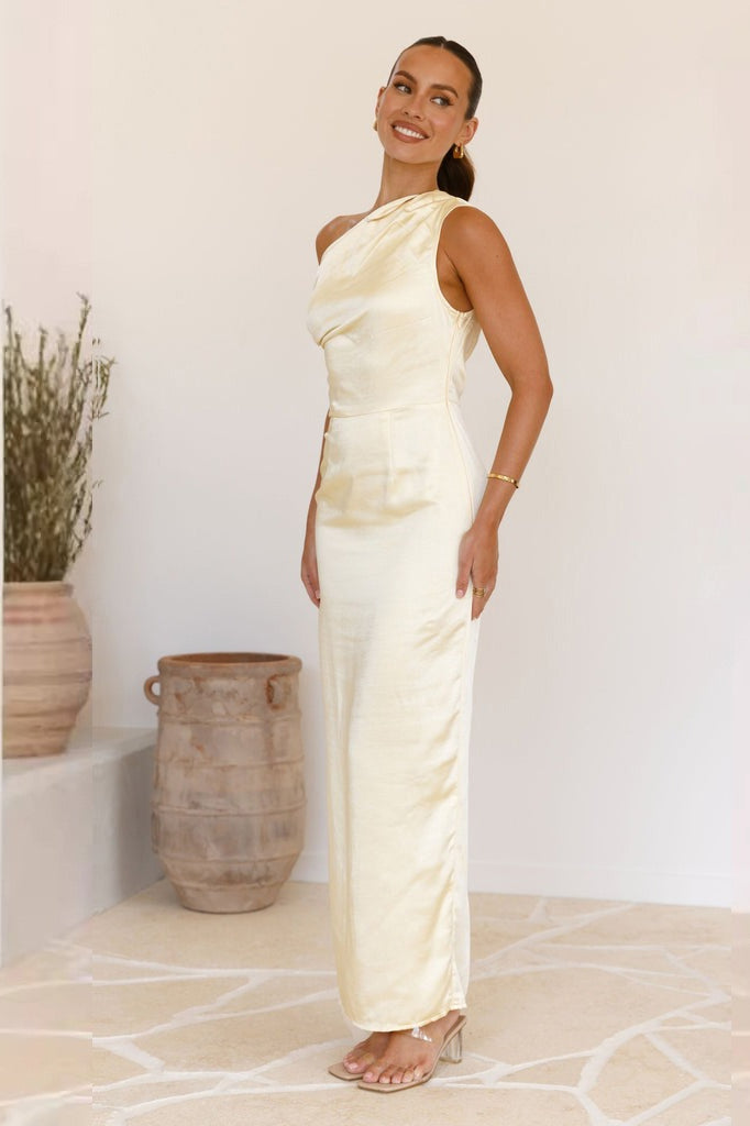 Solid Sleeveless Asymmetric Formal Dress