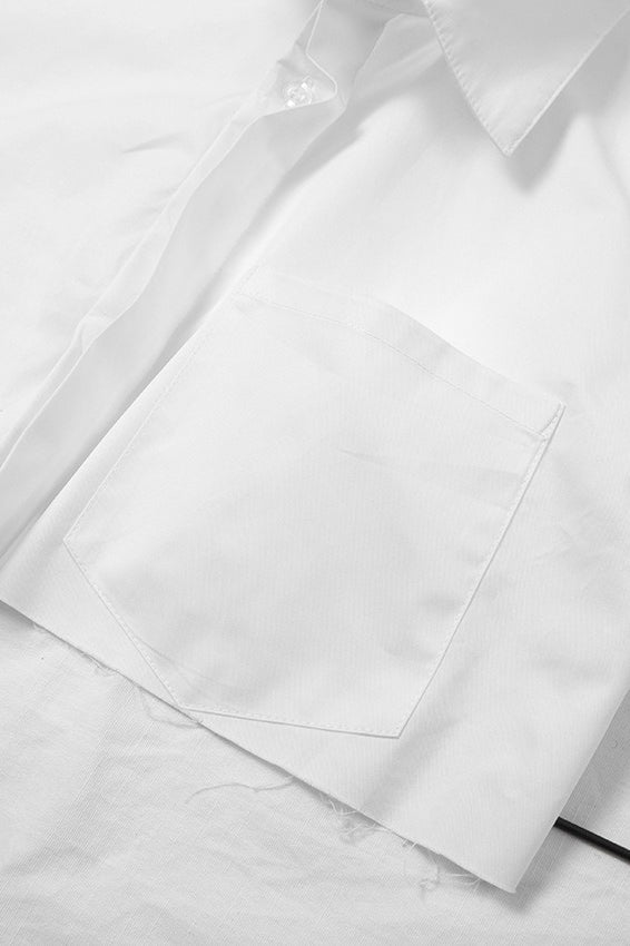 Cropped Long Sleeve Cotton Blouse