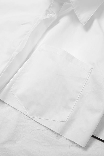 Cropped Long Sleeve Cotton Blouse