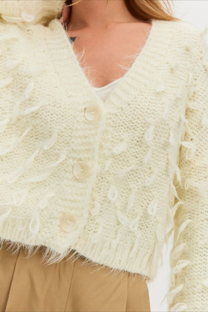 Slouchy V-Neck Tasseled Loose Solid Sweater