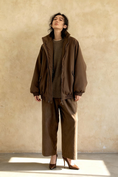 Ribbed High Neck Jacket