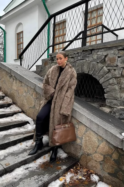 Faux Fur Long Thick Warm Overcoat