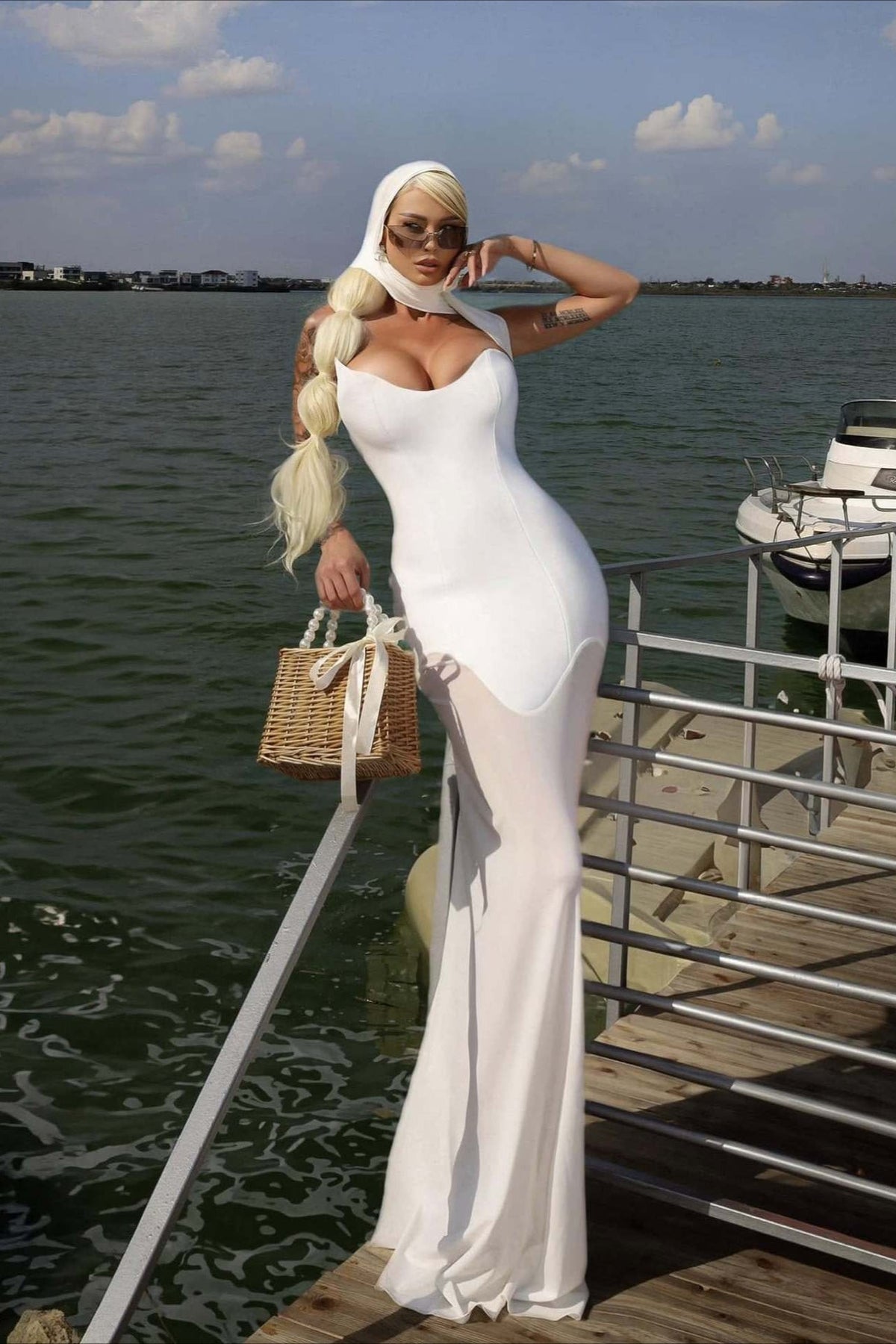 Bandage Mesh Strapless Prom Dress