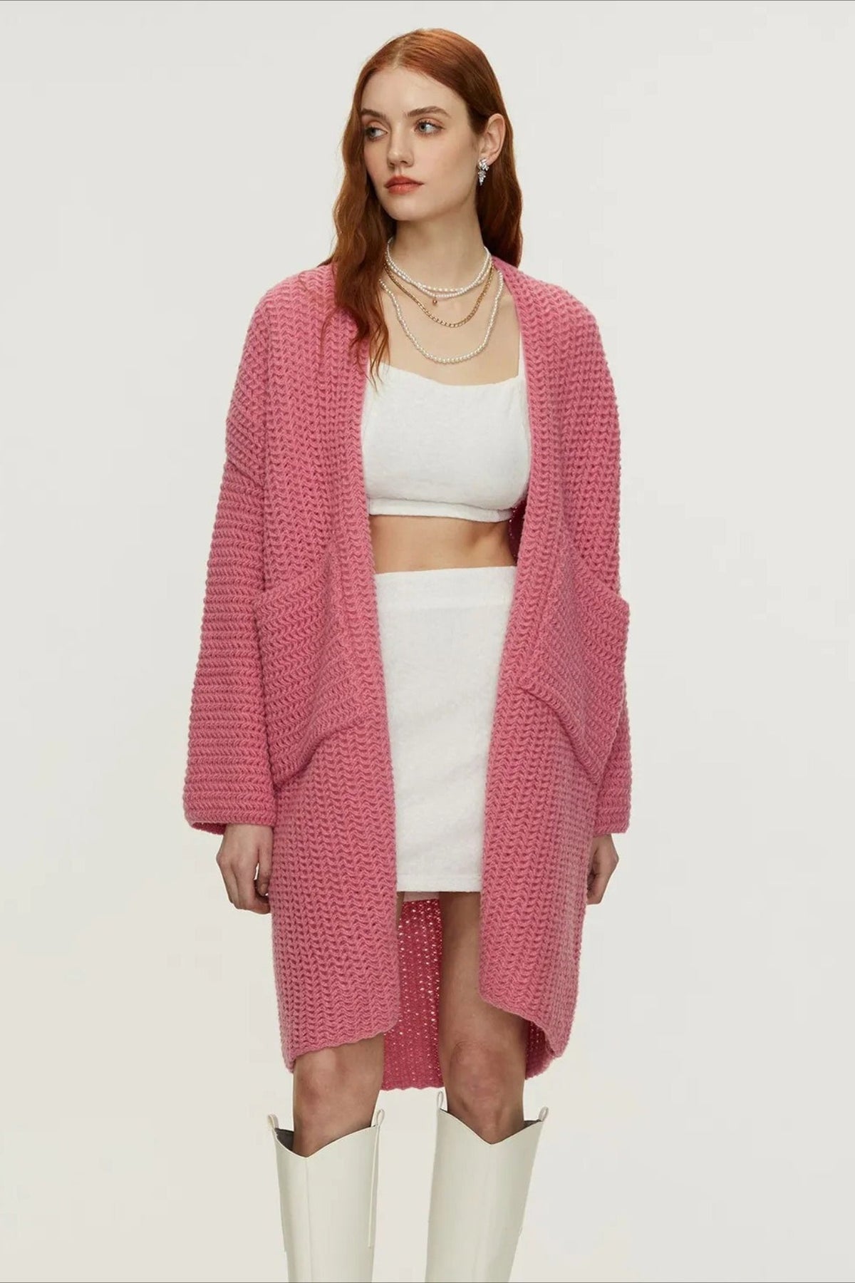 Longline Cable Knit Cardigan