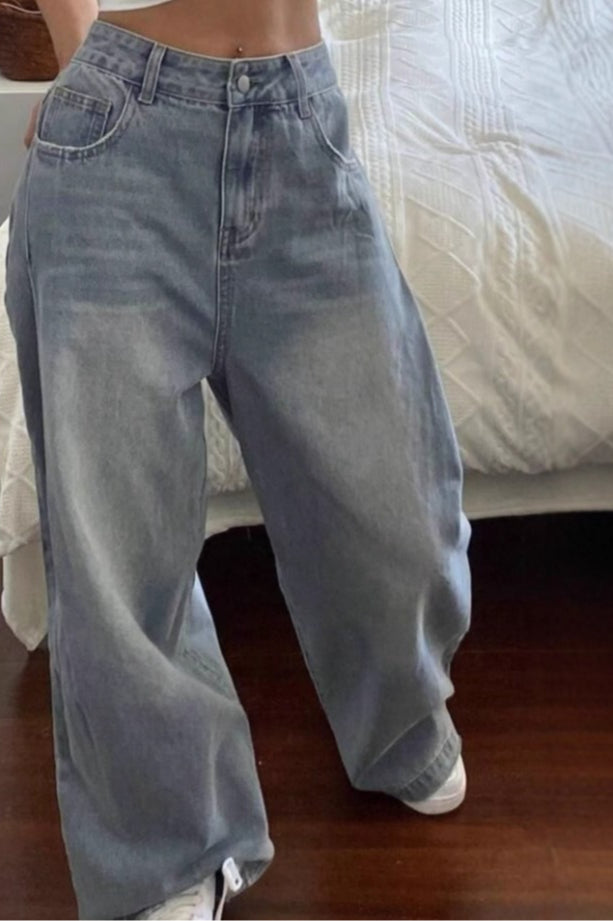 Washed Vintage Relaxed Wide Leg Jeans