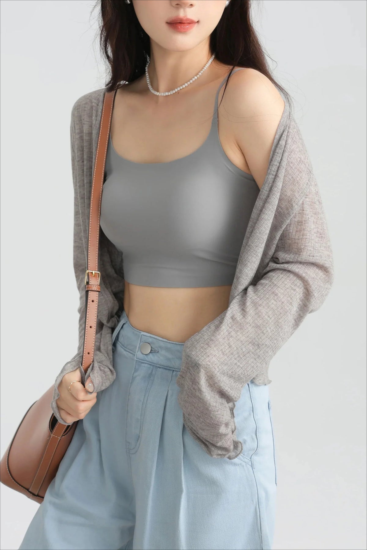 Tencel V-Neck Cropped Cardigan